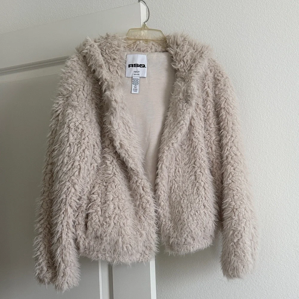 RSQ Cream Teddy Jacket - Picture 1 of 7